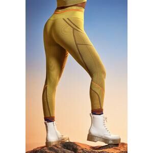 Fabletics Legging Women XL Seamless Jacquard Olive Green Stretch Knit Super Cozy